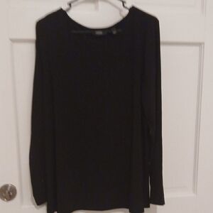 Dennis Basso Classic Black Long Sleeve Top